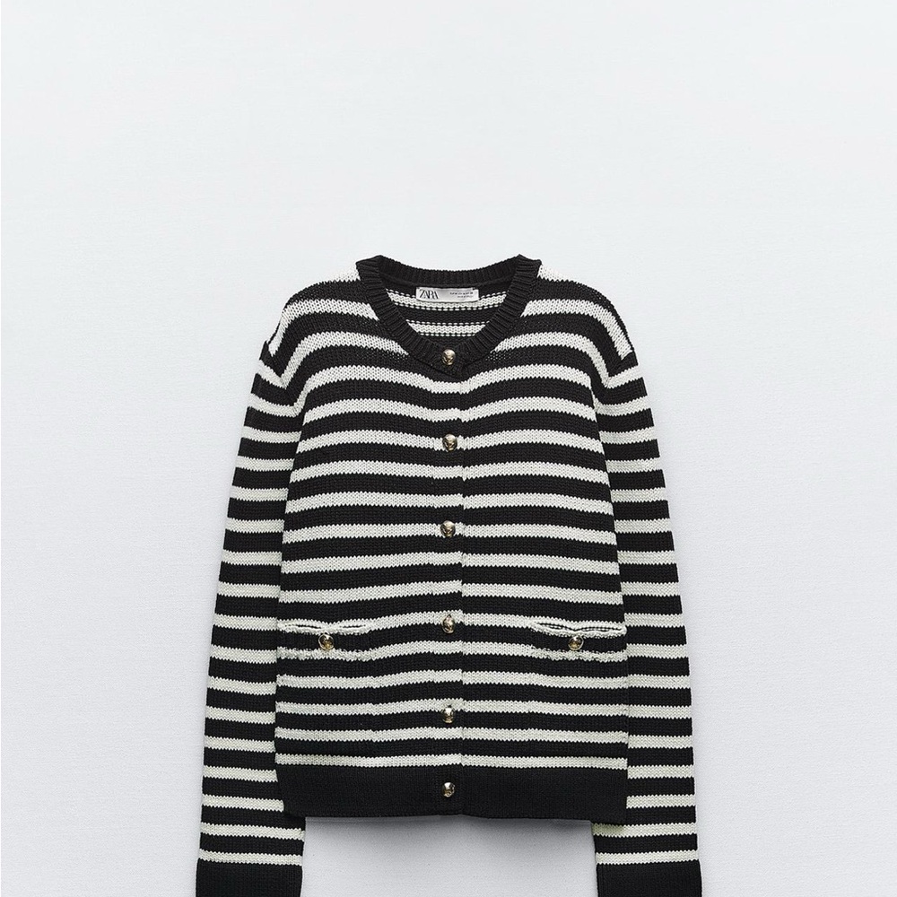 Zara Black and White Knit Cardigan